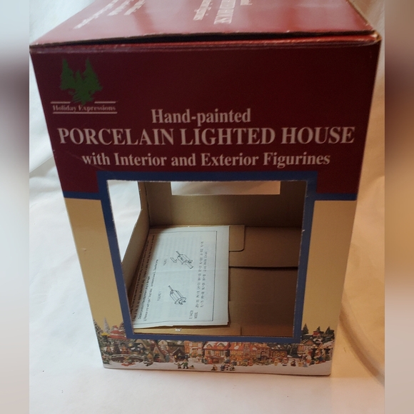 Holiday Expressions Vtg 1998 Hand Painted Porcelain Lighted House Int/Ext Figure - Picture 11 of 13